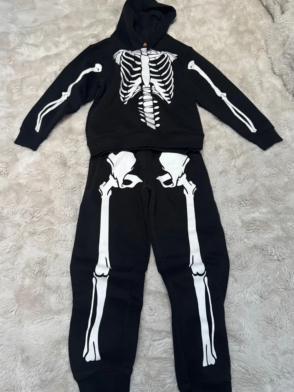 Skeleton Hoodie & Jogger Costume Set - Denim and Flower